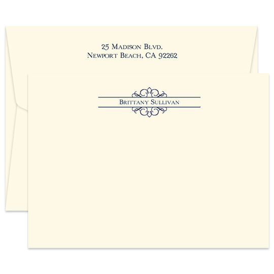 Triple Thick Arabesque Flat Note Cards - Raised Ink